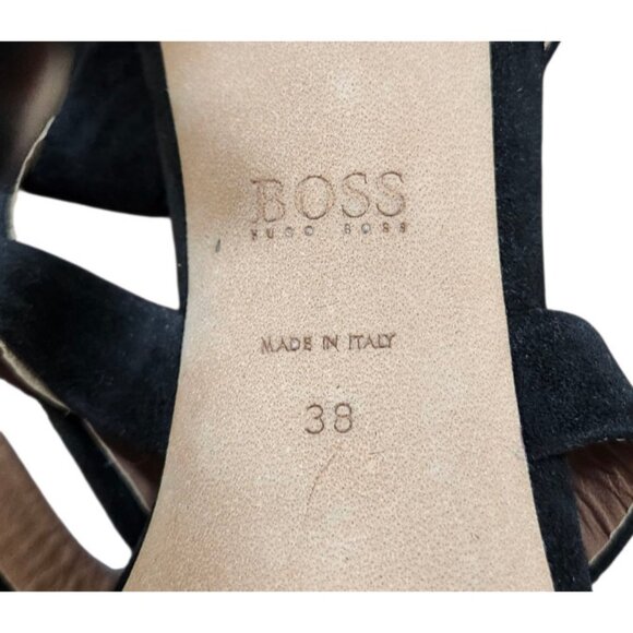 BOSS Hugo Boos GRACE Black Suede Strappy Stiletto Sandals Heels Sze EU38/7.5 - Picture 11 of 15